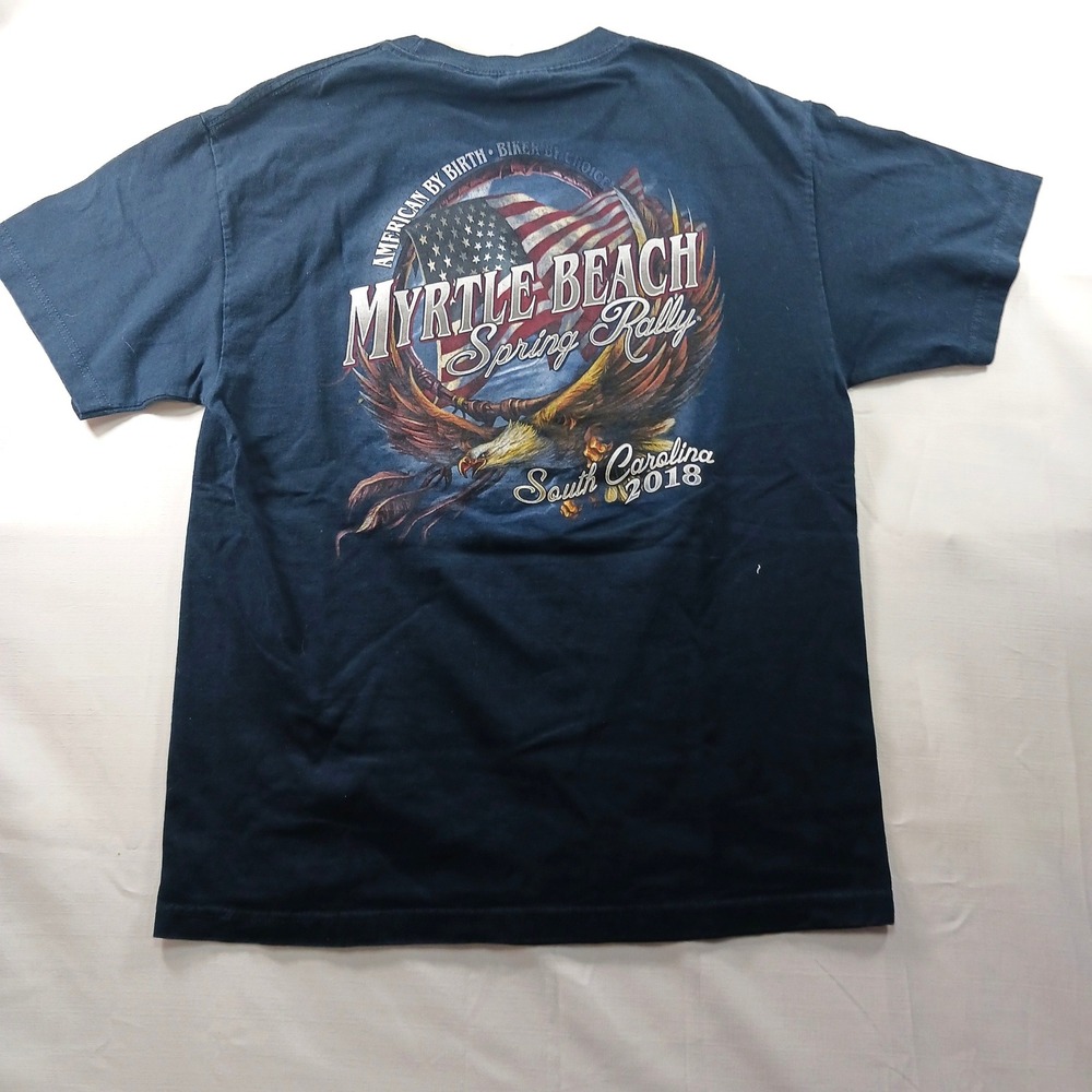 Hot Leathers Mens Myrtle Beach Spring Rally 2018 Eagle Graphic T-Shirt Navy L